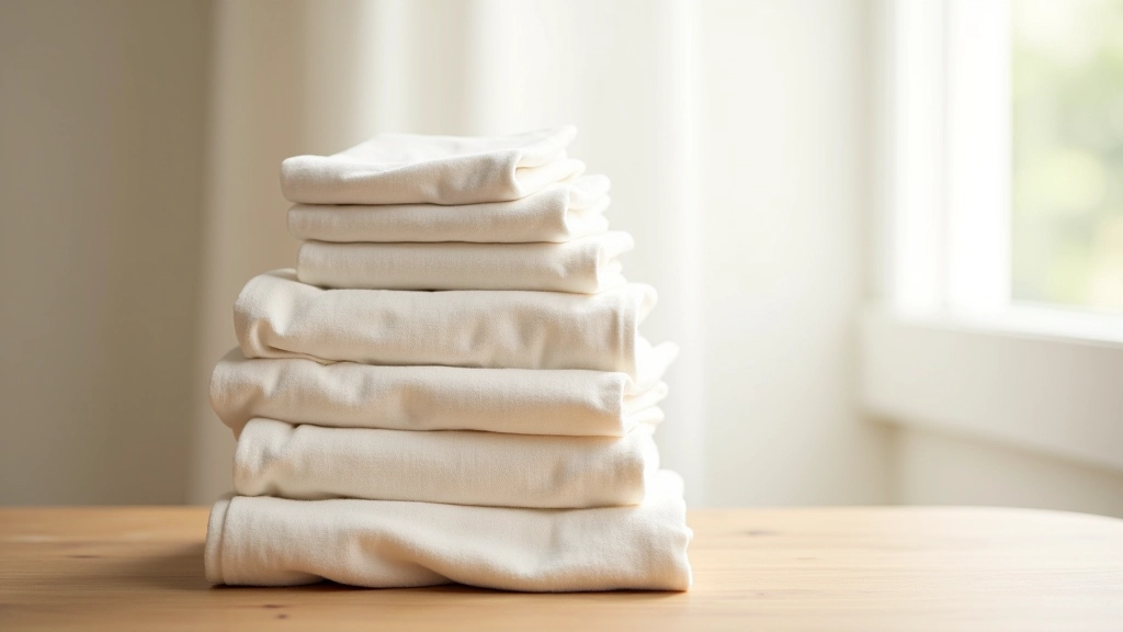 Neatly stacked folded cotton and linen fabrics showing texture and natural colors