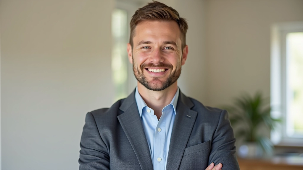 Style consultant Vytautas, portrait from chest up, friendly demeanor, home setting