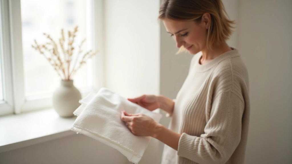 Person holding and examining different fabric samples with natural light